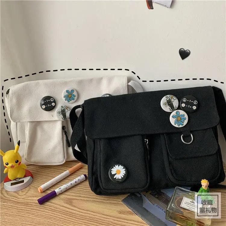 Sac Bandoulière Toile Résistant Diagonal Tendance Jeunesse Version Décontractée Grande Capacité Sac à Épaule pour Femmes et Filles