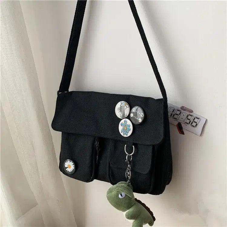 Sac Bandoulière Toile Résistant Diagonal Tendance Jeunesse Version Décontractée Grande Capacité Sac à Épaule pour Femmes et Filles