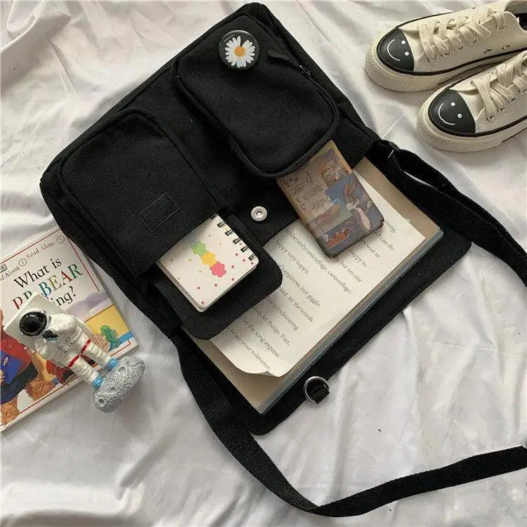 Sac Bandoulière Toile Résistant Diagonal Tendance Jeunesse Version Décontractée Grande Capacité Sac à Épaule pour Femmes et Filles