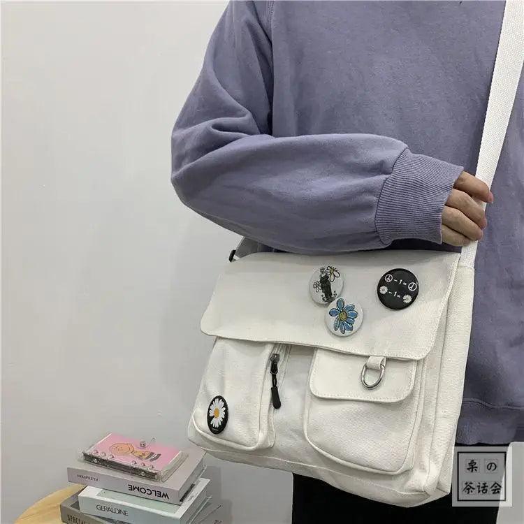 Sac Bandoulière Toile Résistant Diagonal Tendance Jeunesse Version Décontractée Grande Capacité Sac à Épaule pour Femmes et Filles