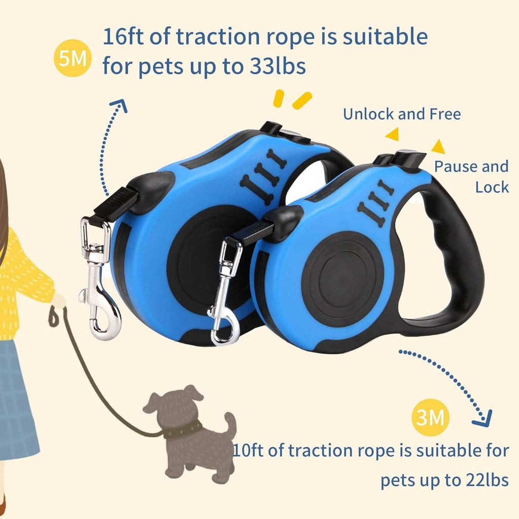 Laisse Rétractable Double Résistante pour Animaux de Compagnie