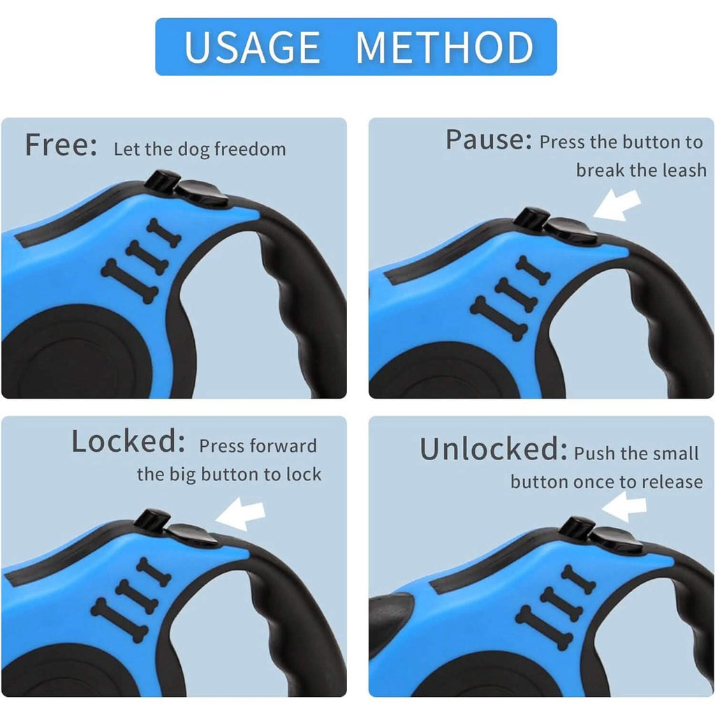 Laisse Rétractable Double Résistante pour Animaux de Compagnie