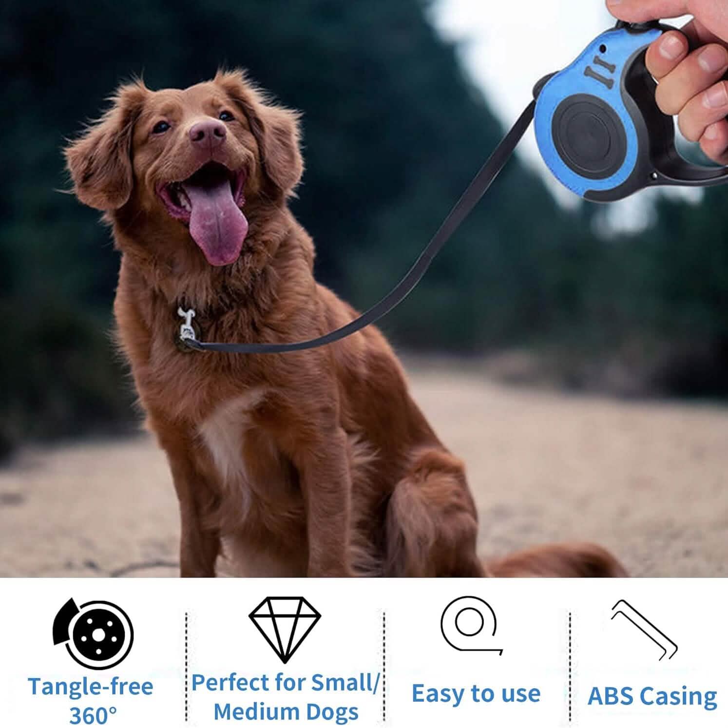 Laisse Rétractable Double Résistante pour Animaux de Compagnie