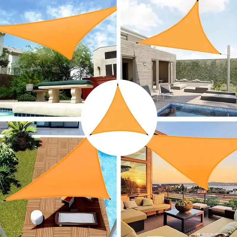Voile d'ombrage triangulaire durable imperméable et résistante aux UV pour terrasse, cour, balcon et jardin