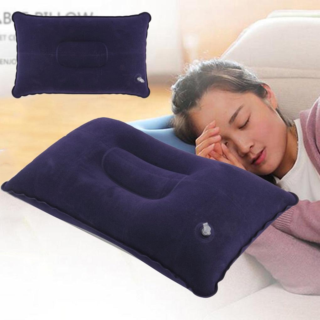 Oreiller de voyage pliable portable et durable, coussin gonflable pour le repos en avion ou à l'hôtel, ultraléger, en PVC et nylon, pour la chambre, la randonnée, la plage, la voiture, l'avion, support de tête, oreiller gonflable ultraléger