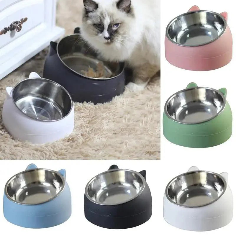 Gamelle Durable en Acier Inoxydable pour Chat et Petit Animal de Compagnie, Facile à Nettoyer, Bol d'Alimentation pour Chat Mignon, Distributeur d'Eau Incliné pour Animaux