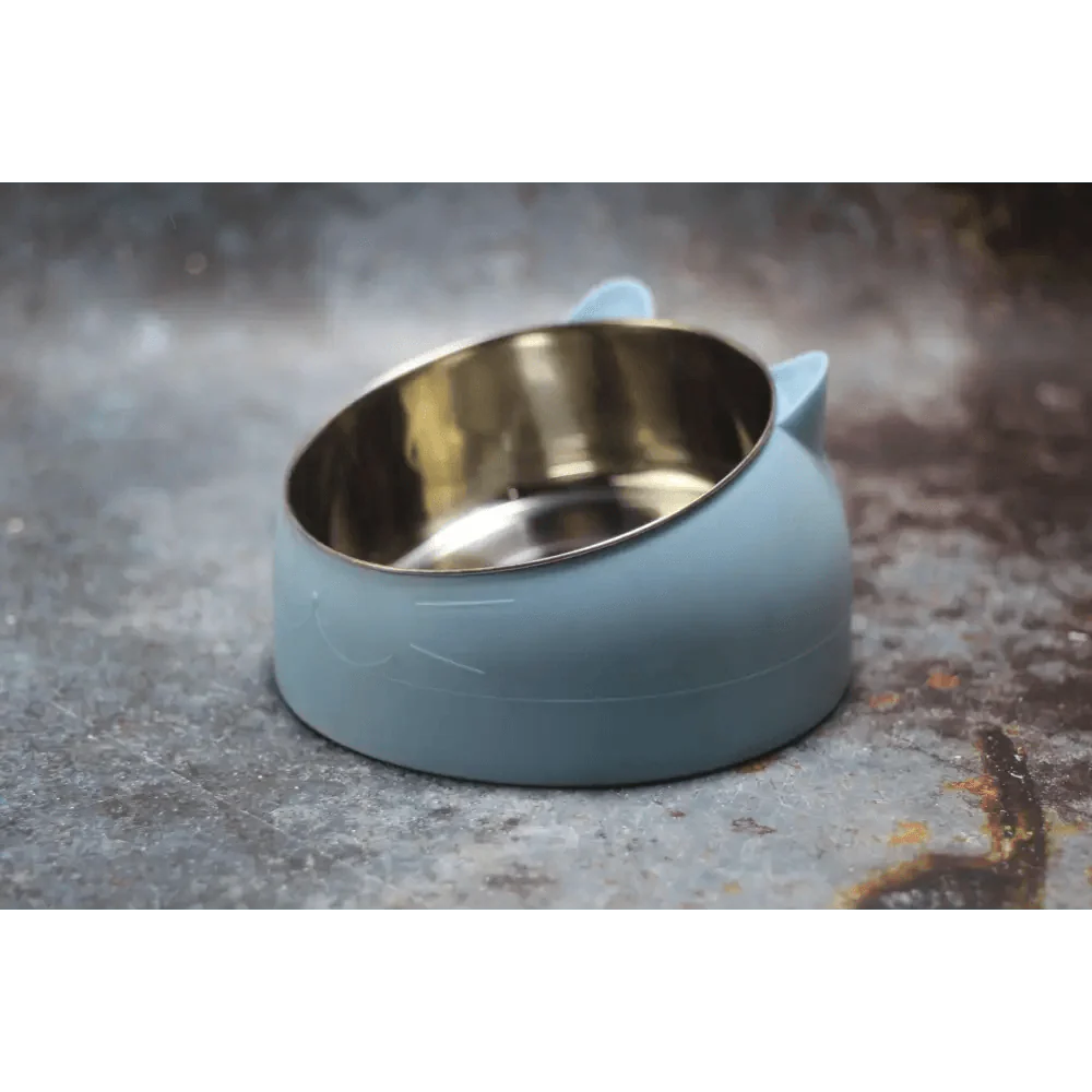 Gamelle Durable en Acier Inoxydable pour Chat et Petit Animal de Compagnie, Facile à Nettoyer, Bol d'Alimentation pour Chat Mignon, Distributeur d'Eau Incliné pour Animaux