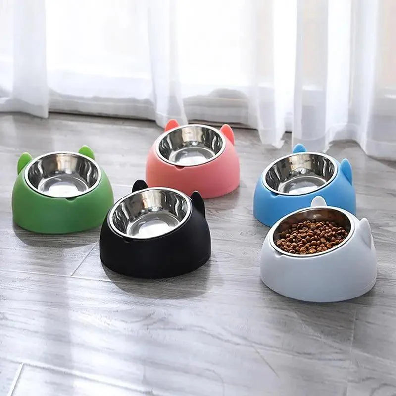 Gamelle Durable en Acier Inoxydable pour Chat et Petit Animal de Compagnie, Facile à Nettoyer, Bol d'Alimentation pour Chat Mignon, Distributeur d'Eau Incliné pour Animaux