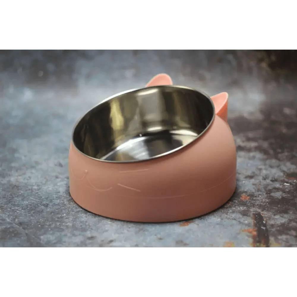 Gamelle Durable en Acier Inoxydable pour Chat et Petit Animal de Compagnie, Facile à Nettoyer, Bol d'Alimentation pour Chat Mignon, Distributeur d'Eau Incliné pour Animaux