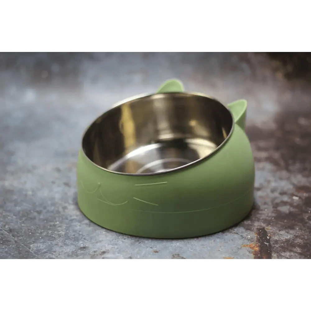 Gamelle Durable en Acier Inoxydable pour Chat et Petit Animal de Compagnie, Facile à Nettoyer, Bol d'Alimentation pour Chat Mignon, Distributeur d'Eau Incliné pour Animaux