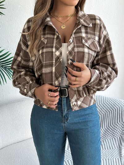 Veste à carreaux boutonnée à manches longues pour femme, confortable, tendance et décontractée, veste simple