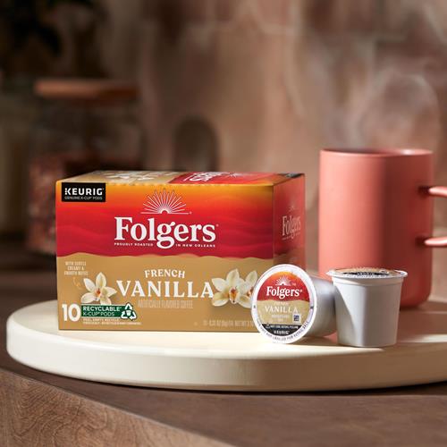 Café Folgers French Vanilla arôme artificiel, capsules Keurig K-Cup, boîte de 10