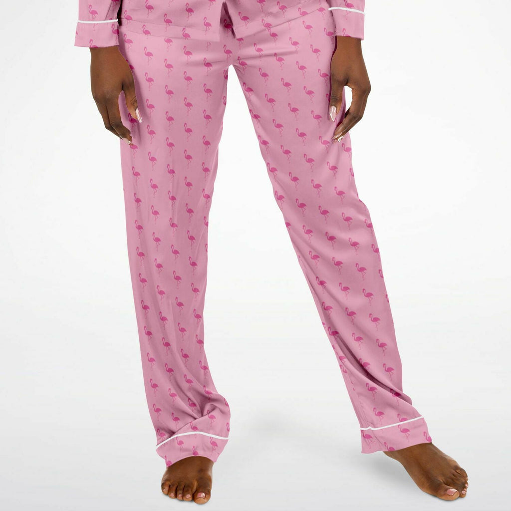 Pyjama en satin simple flamant rose