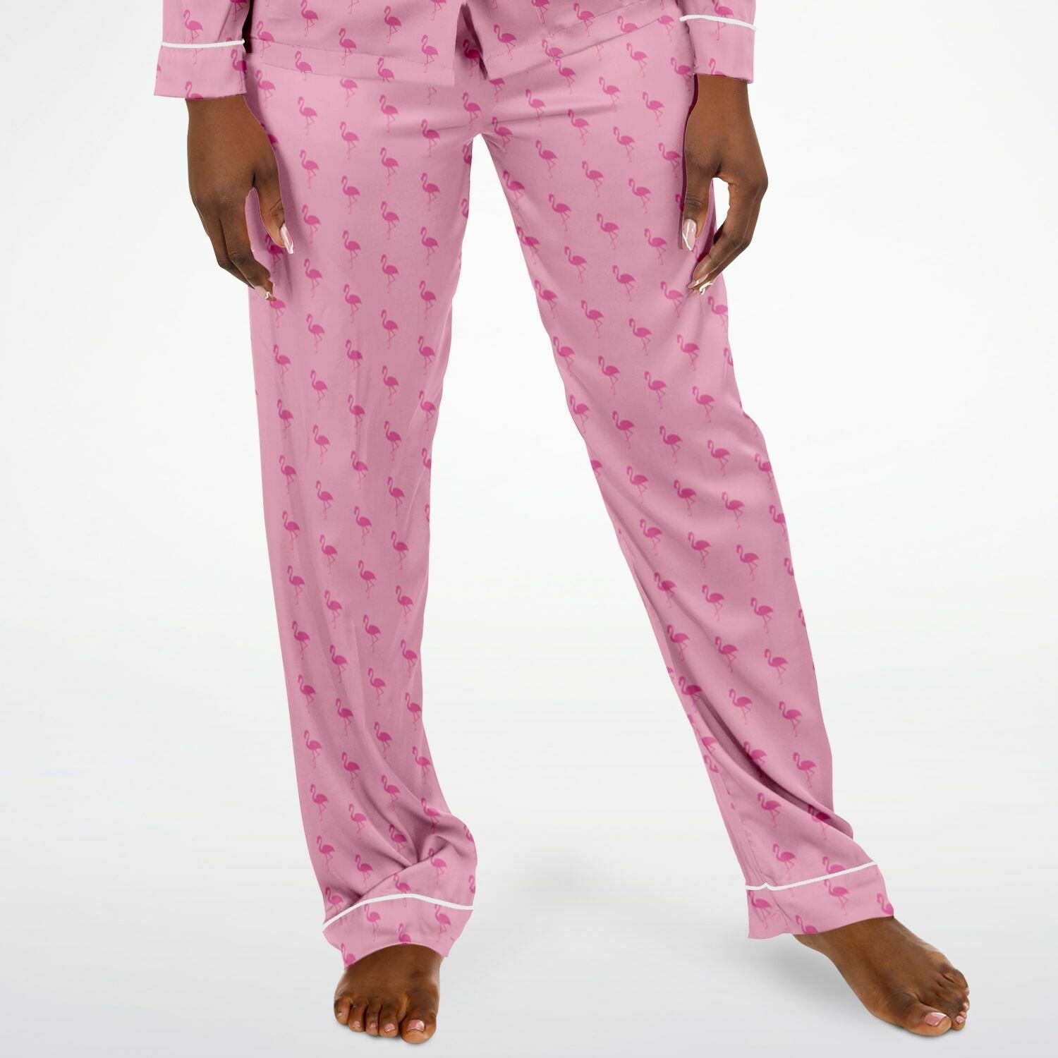 Pyjama en satin simple flamant rose