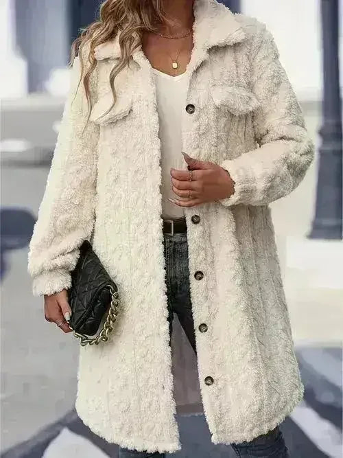 Manteau long boutonné doux – Surchemise oversize en polyester | Femstylo