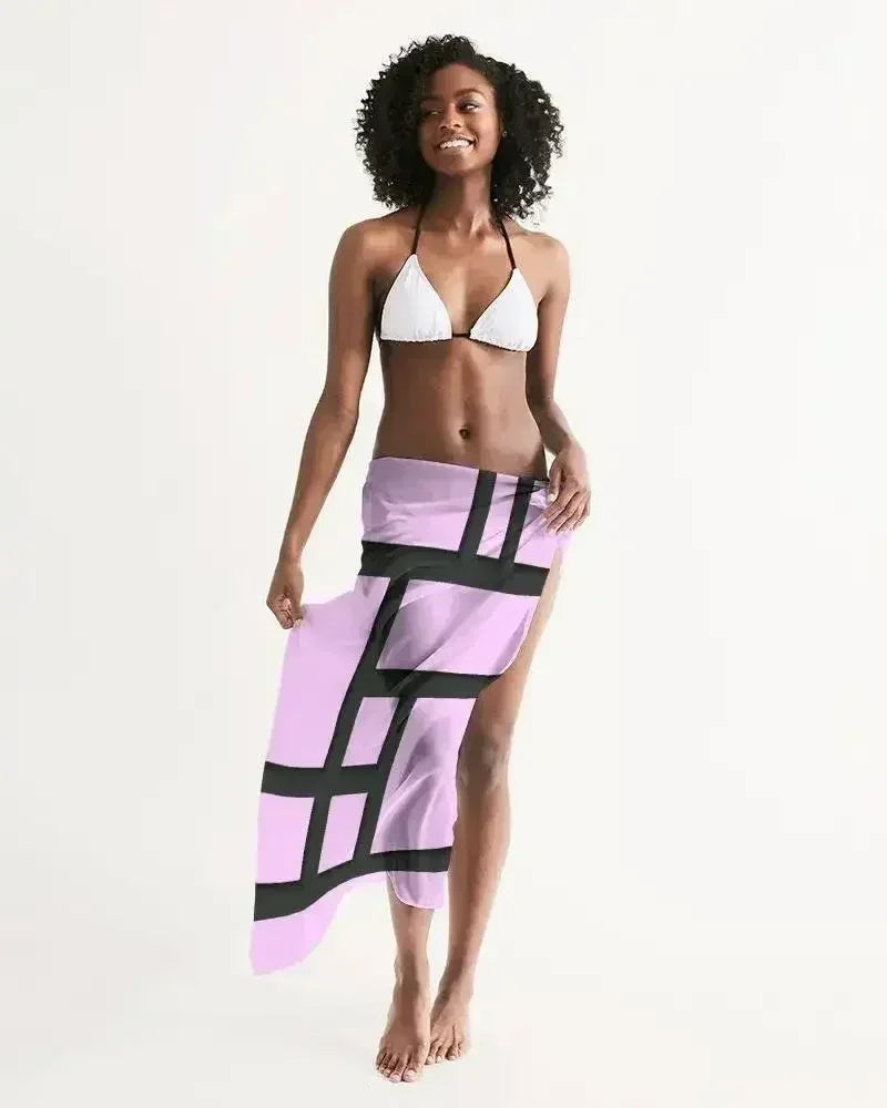 Paréo transparent style Sarong / Lavande et noir géométrique