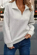 Sweat-shirt à manches longues et quart de zip texturé