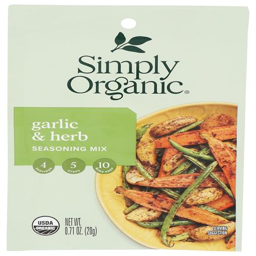 Mélange d'assaisonnement pour légumes ail et herbes Simply Organic, certifié biologique, végétalien | 20 g