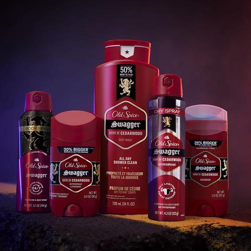 Déodorant sans aluminium Old Spice pour hommes, protection contre les odeurs 24h/24 et 7j/7, fraîcheur 24h/24 et 7j/7 et parfum longue durée, Swagger avec parfum bois de cèdre, 85 g