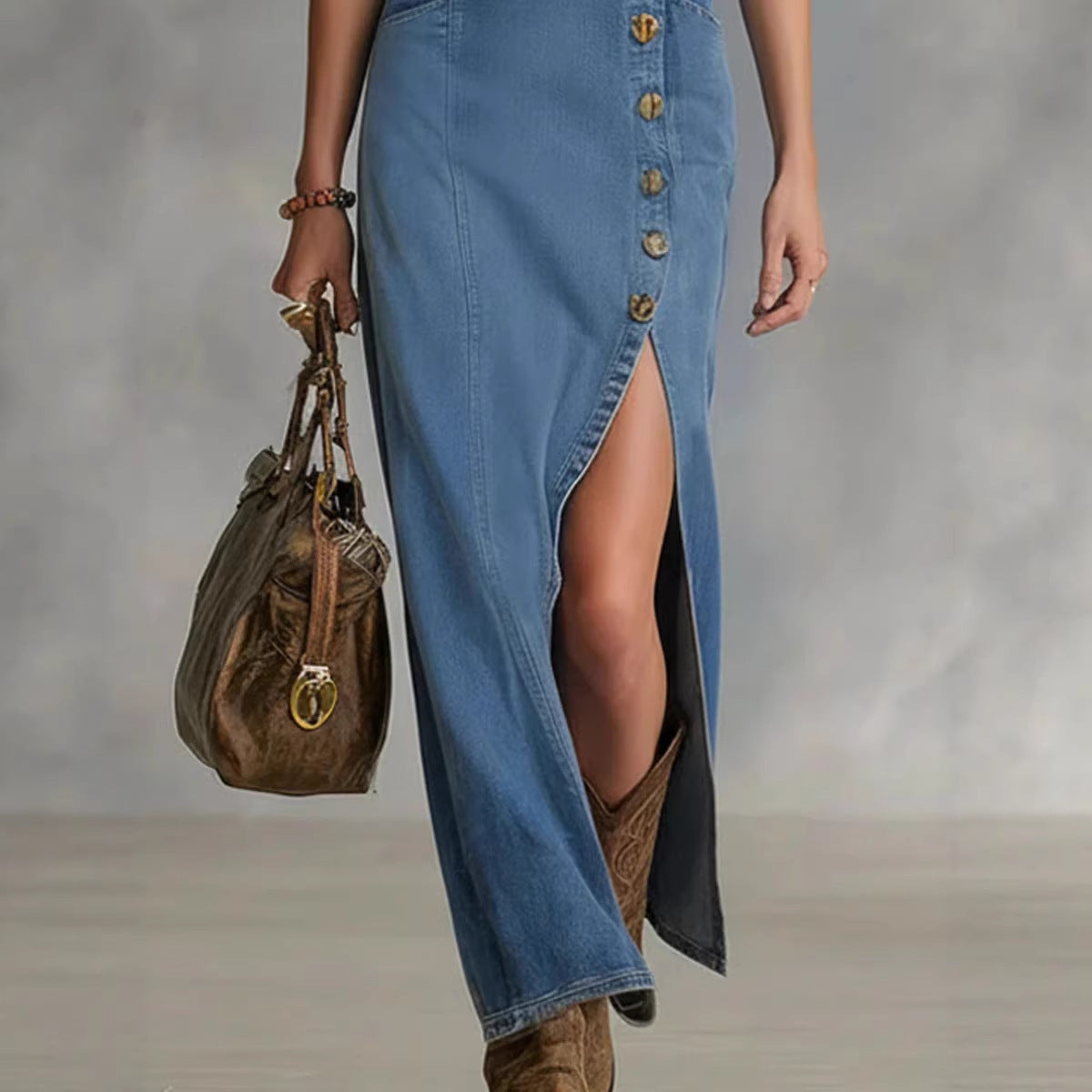 Robe sans manches boutonnée style jean – Vintage, TP–TTG