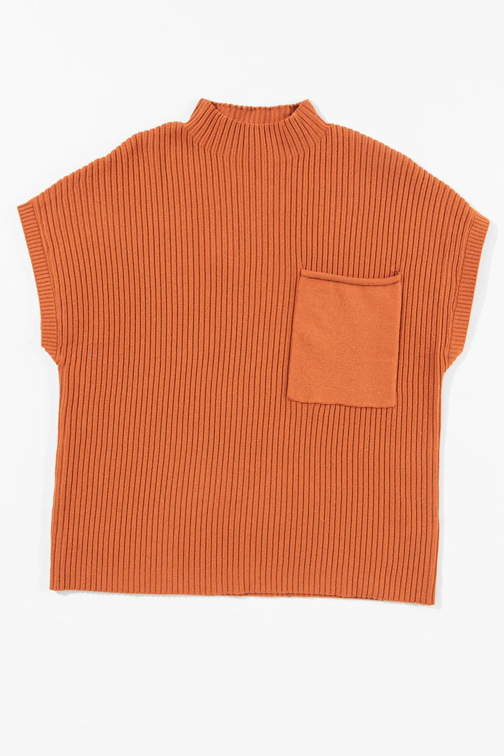 Pull à manches courtes en maille côtelée Gold Flame avec poches plaquées