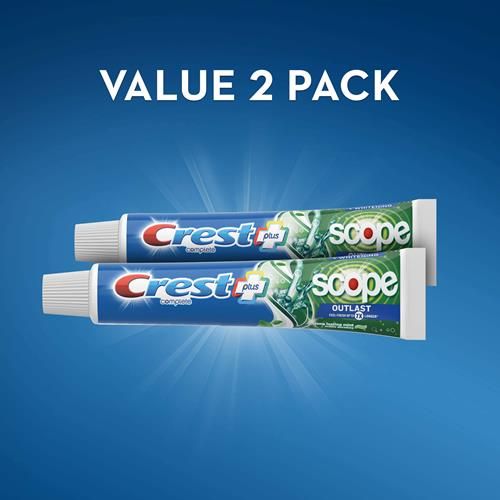 Crest +X Dentifrice blanchissant complet Outlast 40 mm, Menthe, 153 g, Paquet de 2, 1,83 kg (Paquet de 2)