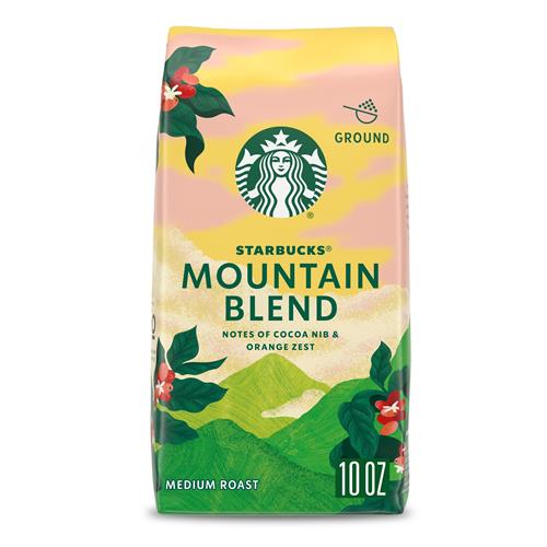 Café moulu Starbucks, café torréfié mi-léger, Mountain Blend, 100 % Arabica, édition limitée, 1 sac (283 g)
