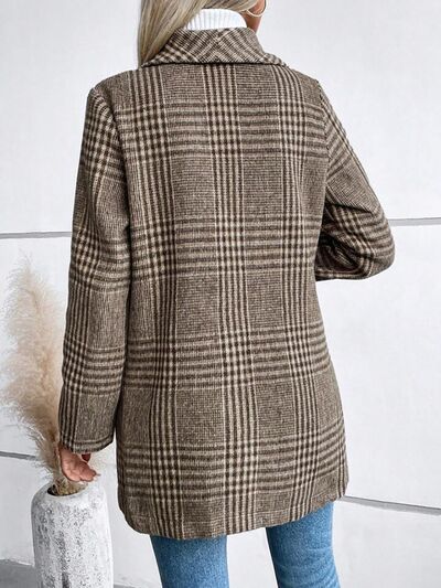 Veste boutonnée à col écossais et manches longues pour femme – Un vêtement d'extérieur classique et léger pour tous les jours