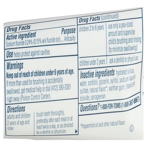 Toms Of Maine, Dentifrice anti-caries format voyage - Menthe fraîche, 85 g