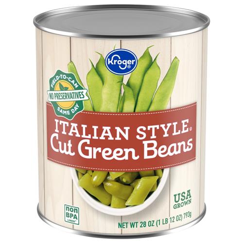 Haricots verts coupés à l'italienne Kroger, boîte de 794 g