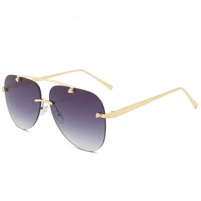 Lunettes de soleil sans monture en métal pour hommes et femmes, miroir, mode, pilote tendance, lunettes de soleil, protection UV, lunettes dégradées