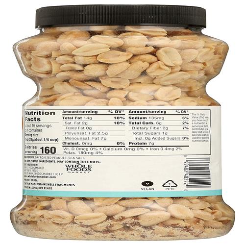 Whole Foods Market, Cacahuètes grillées à sec et salées, 16 oz