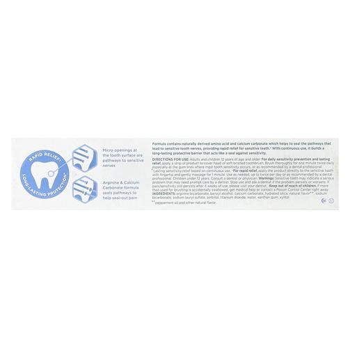 Toms Of Maine, Dentifrice sans fluorure pour soulagement rapide et naturel des dents sensibles - Menthe fraîche, 113 g