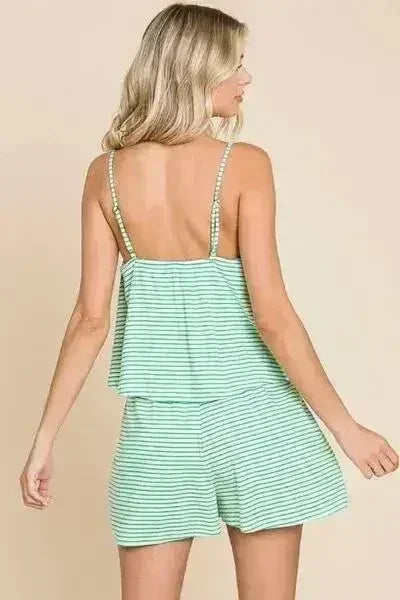 Combinaison short à rayures et double évasement Culture Code - Taille complète