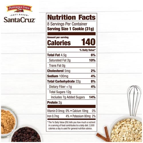 Biscuits moelleux aux flocons d'avoine et aux raisins secs Pepperidge Farm Santa Cruz, sac de 243 g