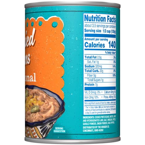 Haricots frits traditionnels Kroger 454 g