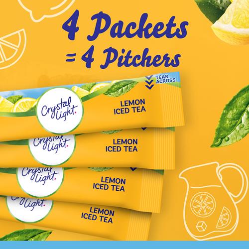 Crystal Light Boisson en poudre saveur thé glacé citron sans sucre, naturellement aromatisée, 4 sachets pour pichets