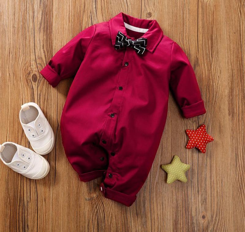 Barboteuses de luxe modernes pour bébé garçon, vêtements pour enfants avec nœud, costume moderne pour bébé