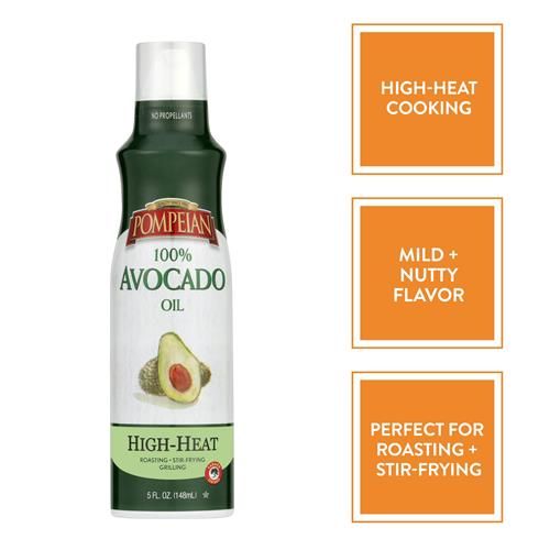 Vaporisateur d'huile d'avocat 100% Pompeian, Saveur légèrement noisettée, Idéal pour la cuisson à haute température, les rôtis et les sautés, Naturellement sans gluten, Non allergène, Sans OGM, Sans propulseur, 5 fl. oz. - P