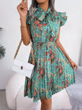 🌸 Jupe longue plissée à lacets taille haute Fleurs dignes