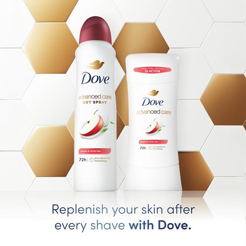 Dove Advanced Care Antisudorifique en bâton pour aider à réparer la barrière cutanée après le rasage, Pomme & Thé blanc avec protection 72 heures contre la transpiration et les odeurs, 74 g