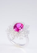 Bague exquise saphir rose - Flocon de neige rose