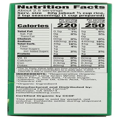 Lundberg Family Farms, Riz pilaf blanc, coriandre et citron vert bio, 156 g