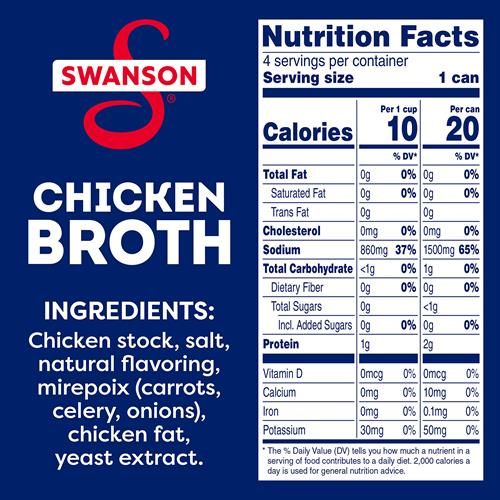 Bouillon de poulet 100 % naturel Swanson, canette de 411 g (lot de 4)