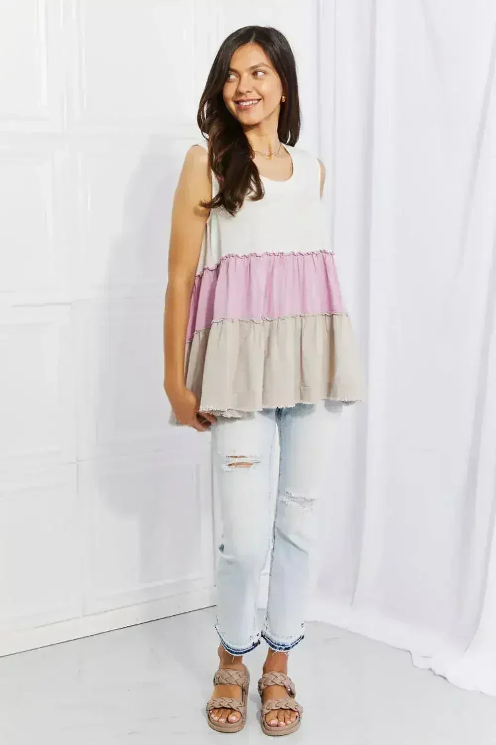 Haut poupée court dégradé de couleur lavande - Motif coucher de soleil | Femstylo