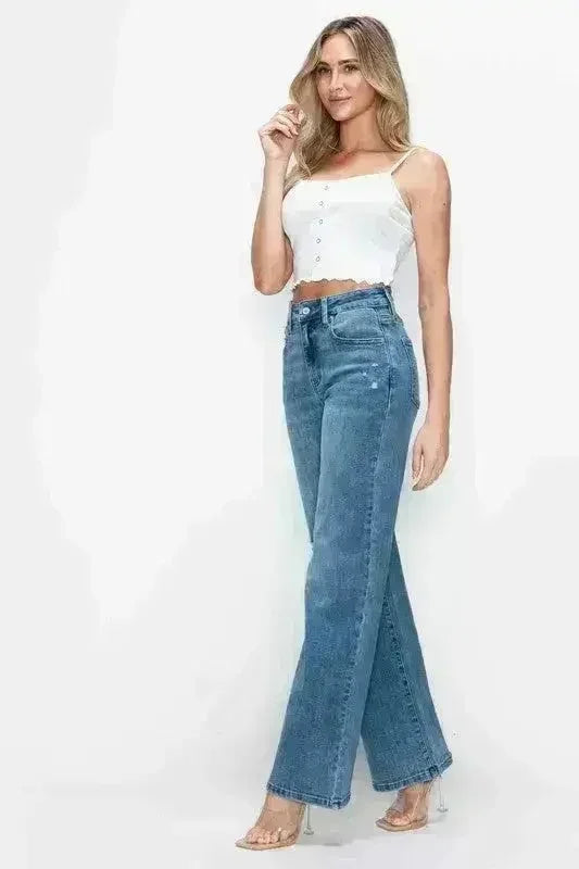 Jean bytos taille haute et coupe large avec poches