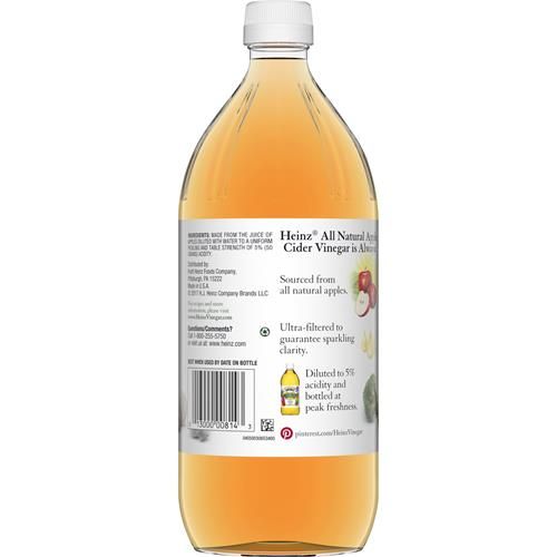 Vinaigre de cidre de pomme entièrement naturel Heinz avec 5 % d'acidité (bouteille de 946 ml) – L'emballage peut varier