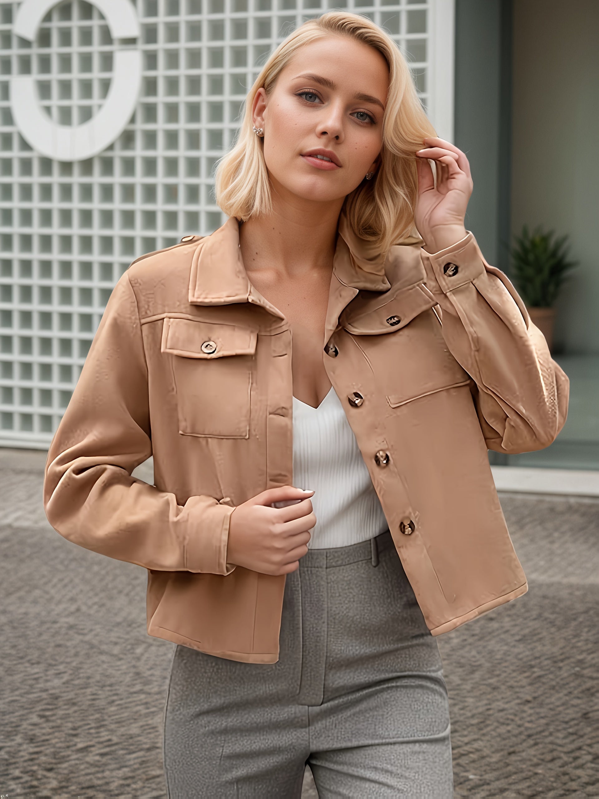 Veste en flanelle grande taille pour femme