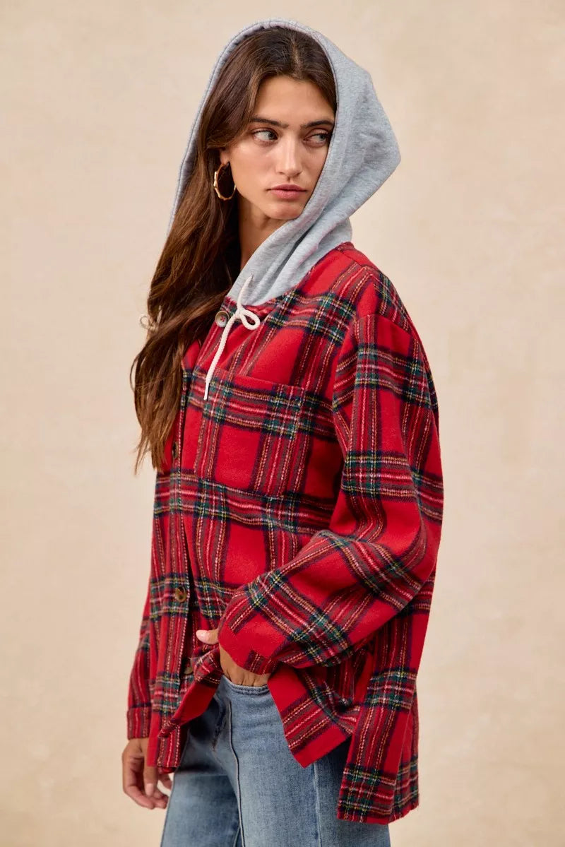 Veste à capuche à carreaux BiBi