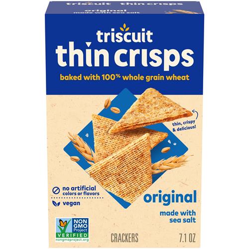Craquelins fins Triscuit Original au blé entier, collations végétaliennes, craquelins, 201 g